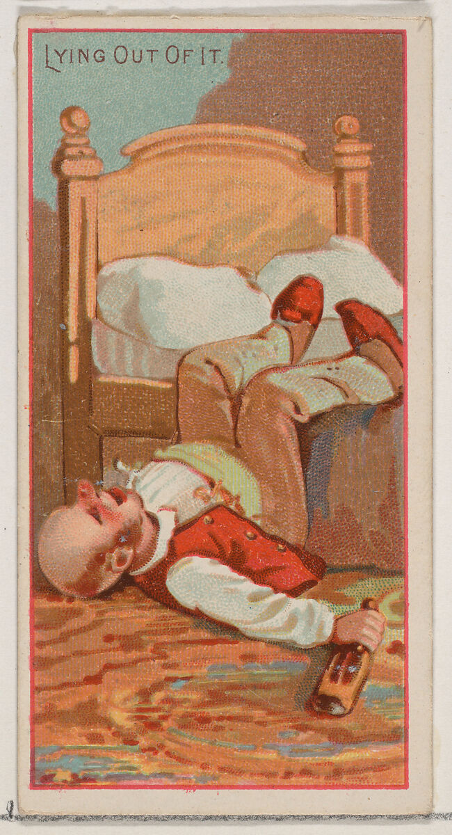 Lying Out of It, from the Jokes series (N87) for Duke brand cigarettes, Issued by W. Duke, Sons &amp; Co. (New York and Durham, N.C.), Commercial color lithograph 
