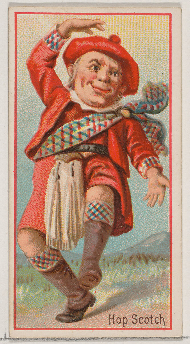 Hopscotch, from the Jokes series (N87) for Duke brand cigarettes, Issued by W. Duke, Sons &amp; Co. (New York and Durham, N.C.), Commercial color lithograph 