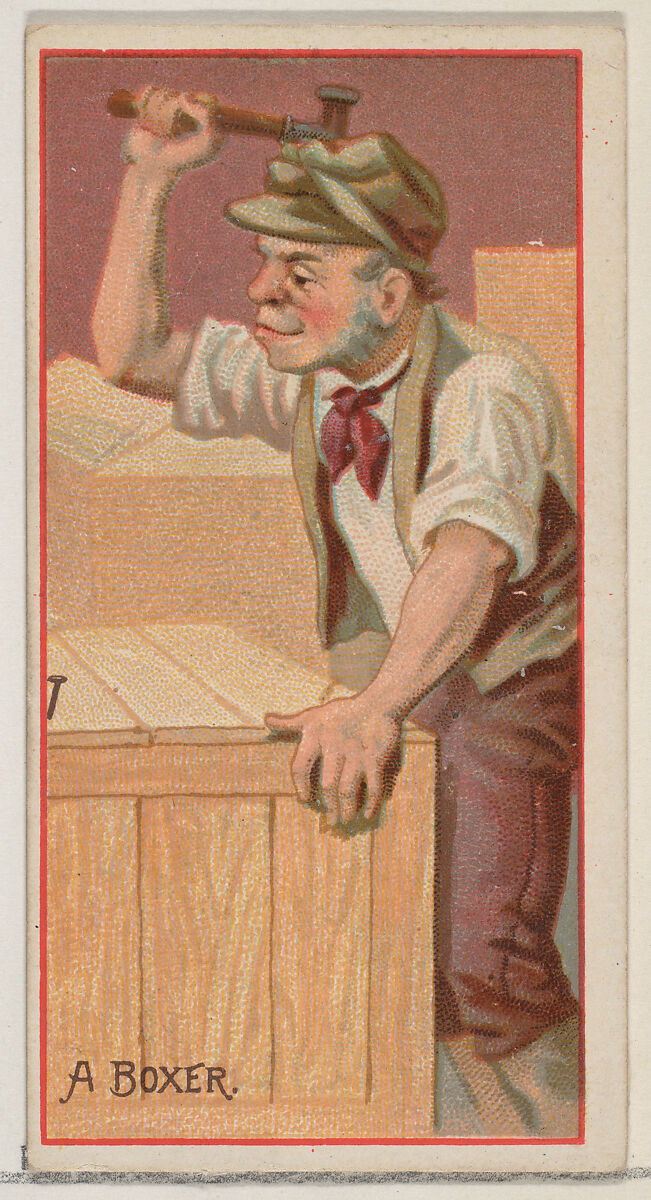 A Boxer, from the Jokes series (N87) for Duke brand cigarettes, Issued by W. Duke, Sons &amp; Co. (New York and Durham, N.C.), Commercial color lithograph 
