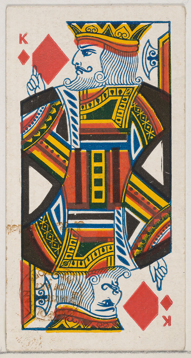 King of Diamonds (red), from the Playing Cards series (N84) for Duke brand cigarettes, Issued by W. Duke, Sons &amp; Co. (New York and Durham, N.C.), Commercial color lithograph 