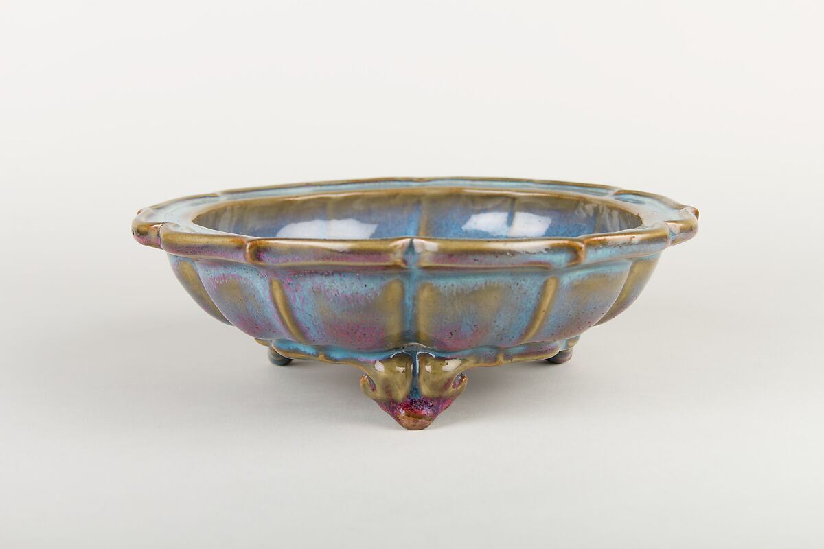 Bulb Bowl, Stoneware with variegated blue glaze ("numbered Jun" ware), China