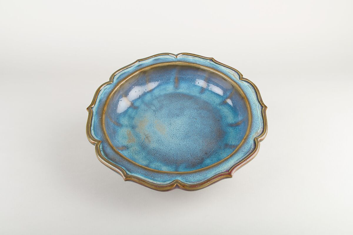 Bulb Bowl, Stoneware with variegated blue glaze ("numbered Jun" ware), China