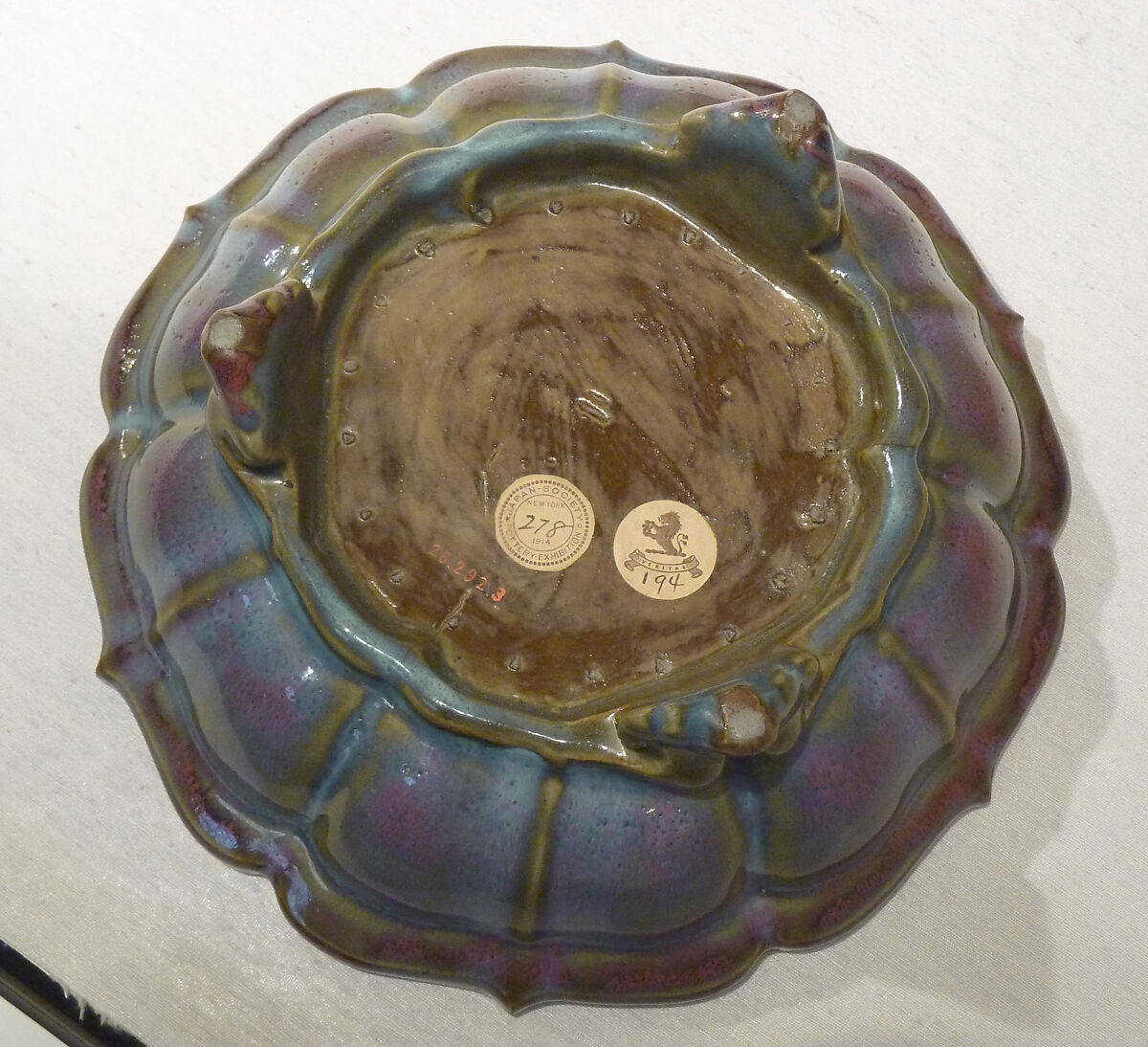 Bulb Bowl, Stoneware with variegated blue glaze ("numbered Jun" ware), China