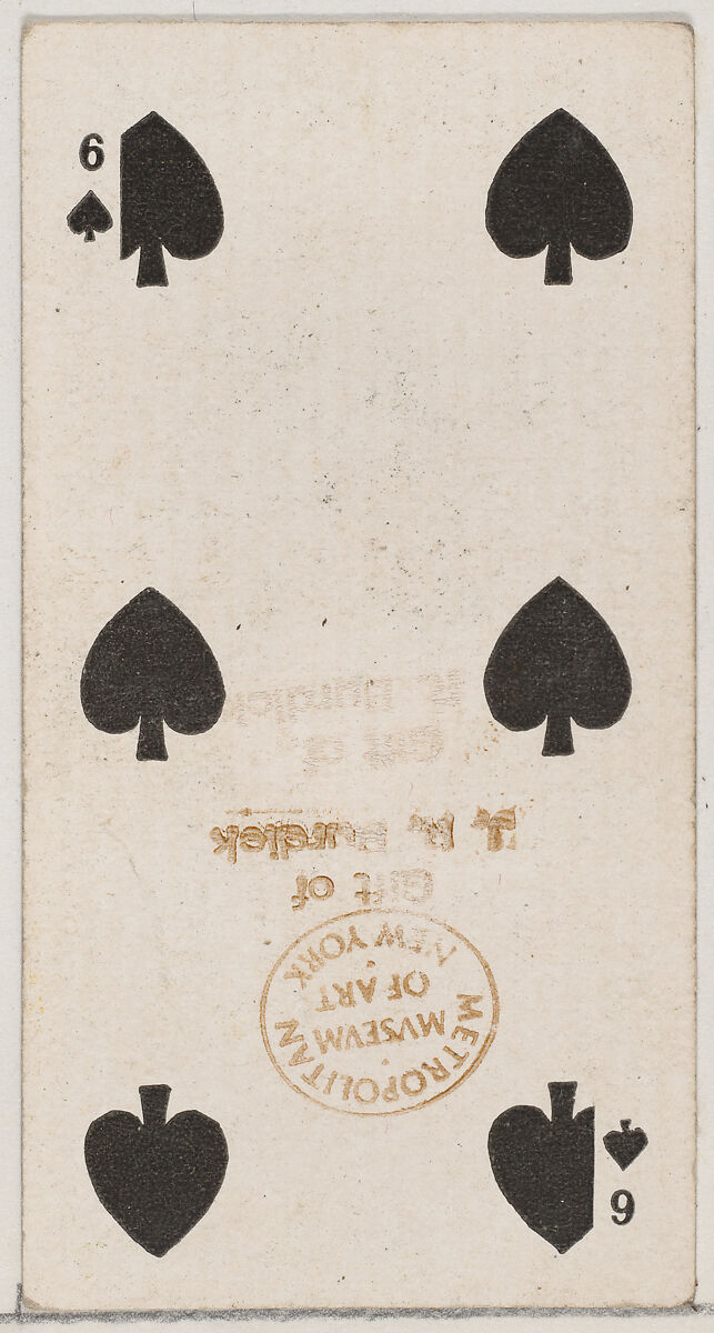 Issued by W. Duke, Sons & Co. | Six Spades (black), from the Playing ...