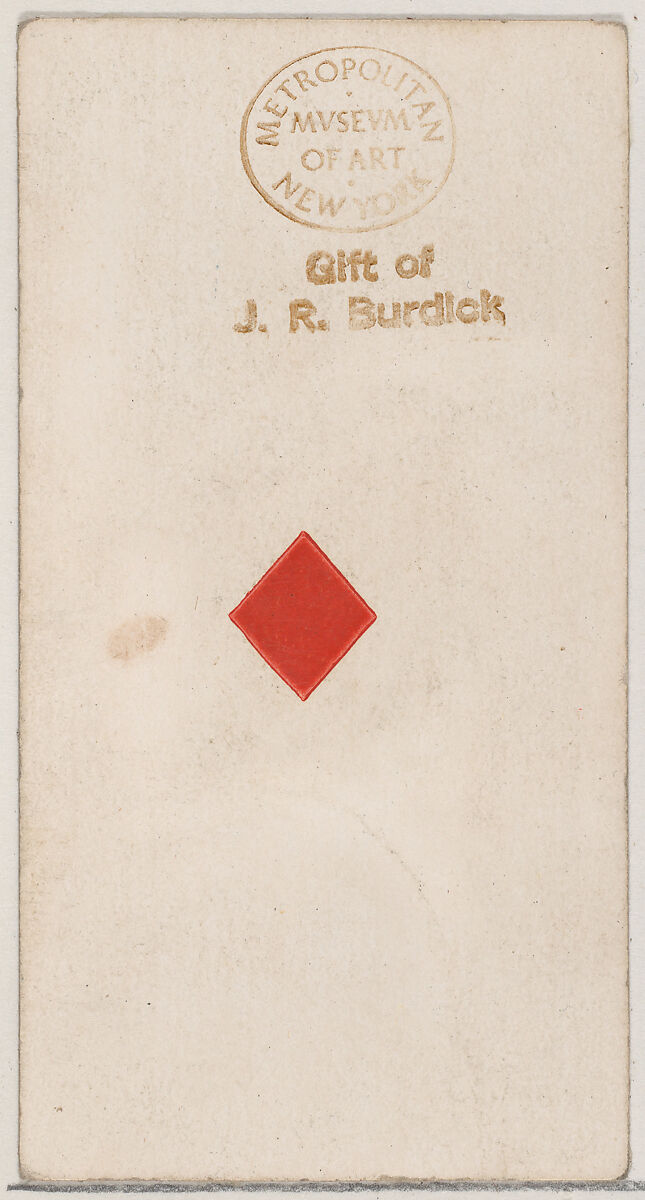 One Diamond, from the Playing Cards series (N84) to promote Turkish Cross-Cut Cigarettes for W. Duke, Sons and Co., Issued by W. Duke, Sons &amp; Co. (New York and Durham, N.C.), Commercial color lithograph 