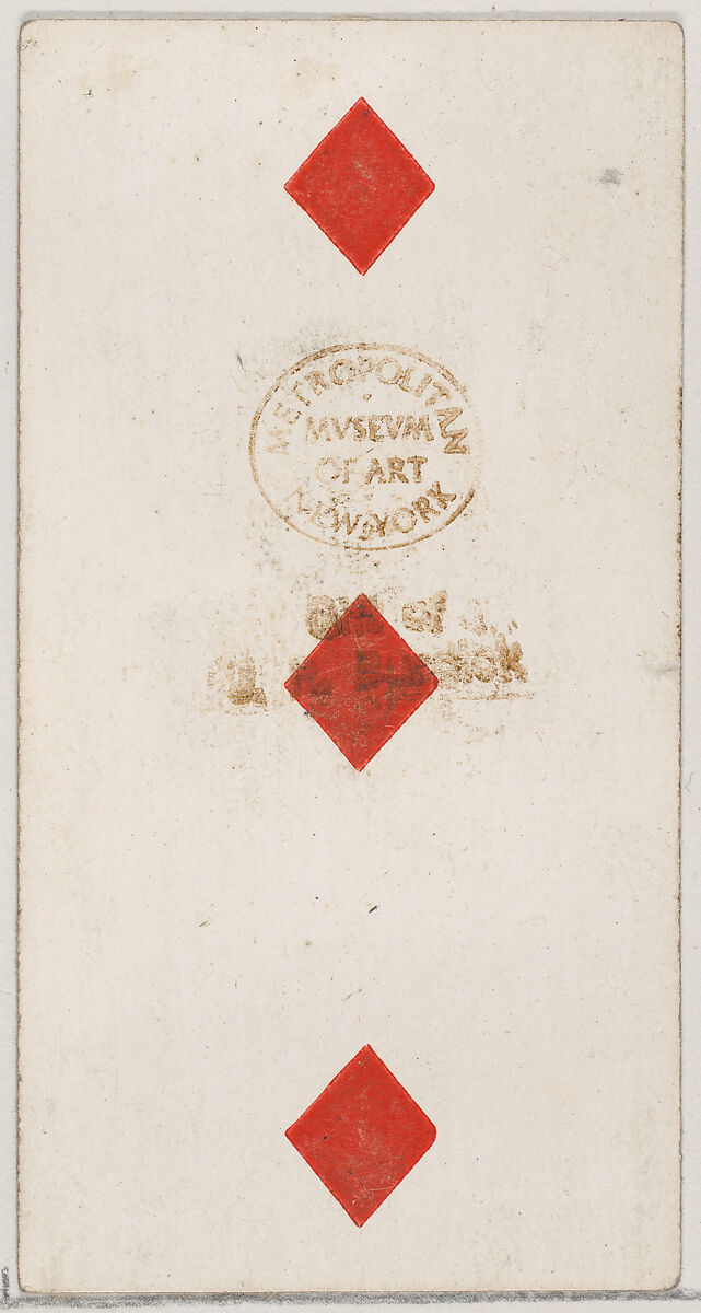 Three Diamonds, from the Playing Cards series (N84) to promote Turkish Cross-Cut Cigarettes for W. Duke, Sons and Co., Issued by W. Duke, Sons &amp; Co. (New York and Durham, N.C.), Commercial color lithograph 