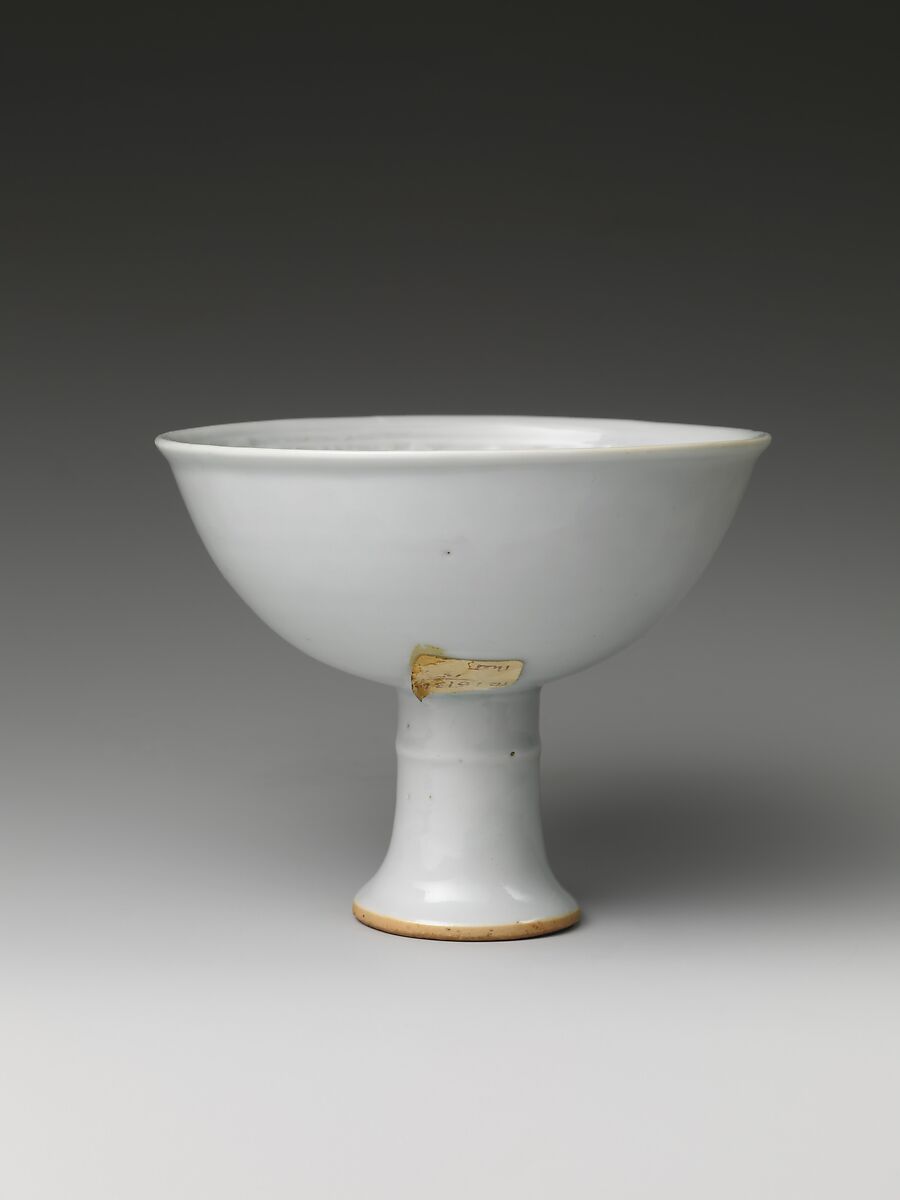 Stem Cup with Chrysanthemum Scroll, Porcelain with molded decoration under transparent glaze (Jingdezhen Shufu ware), China