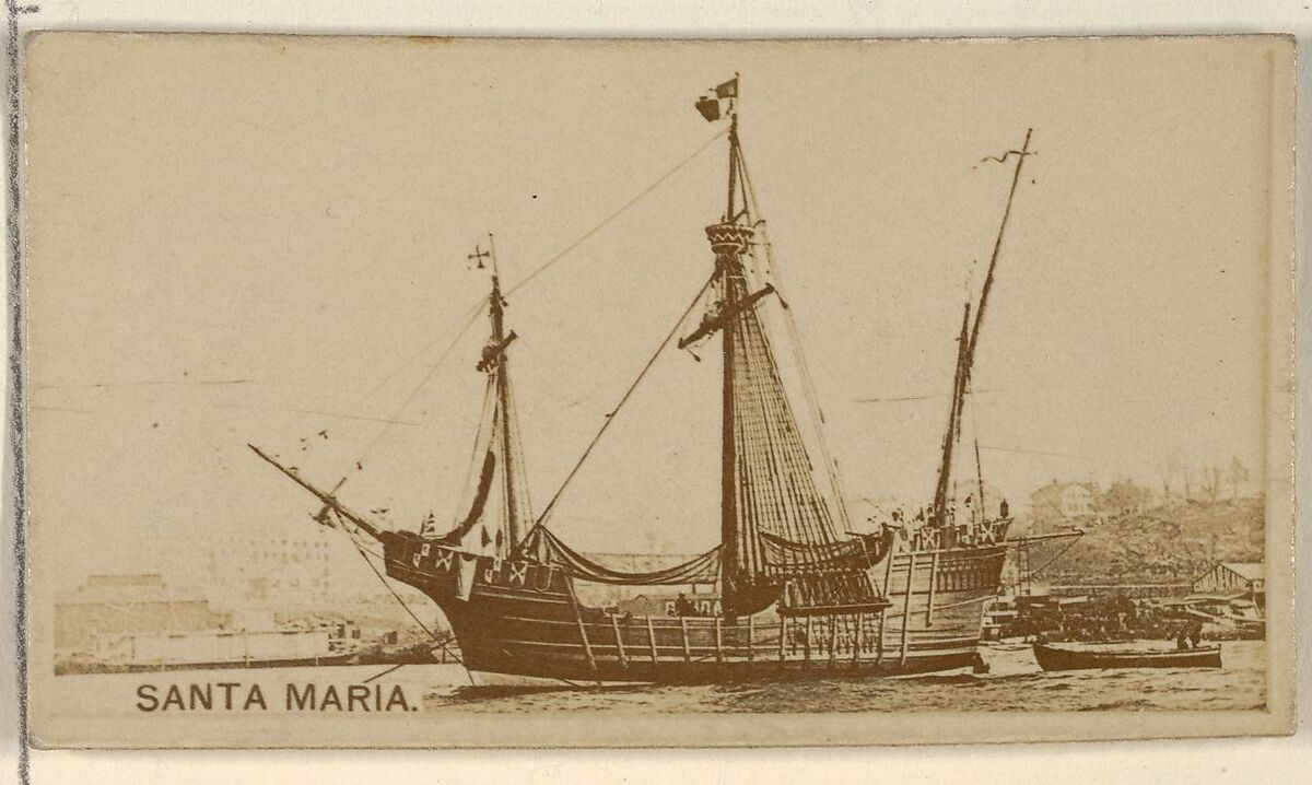 Santa Maria, from the Famous Ships series (N50) for Virginia Brights Cigarettes, Issued by Allen &amp; Ginter (American, Richmond, Virginia), Albumen photograph 