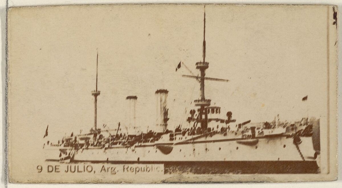 9 de Julio, Republic of Argentina, from the Famous Ships series (N50) for Virginia Brights Cigarettes, Issued by Allen &amp; Ginter (American, Richmond, Virginia), Albumen photograph 