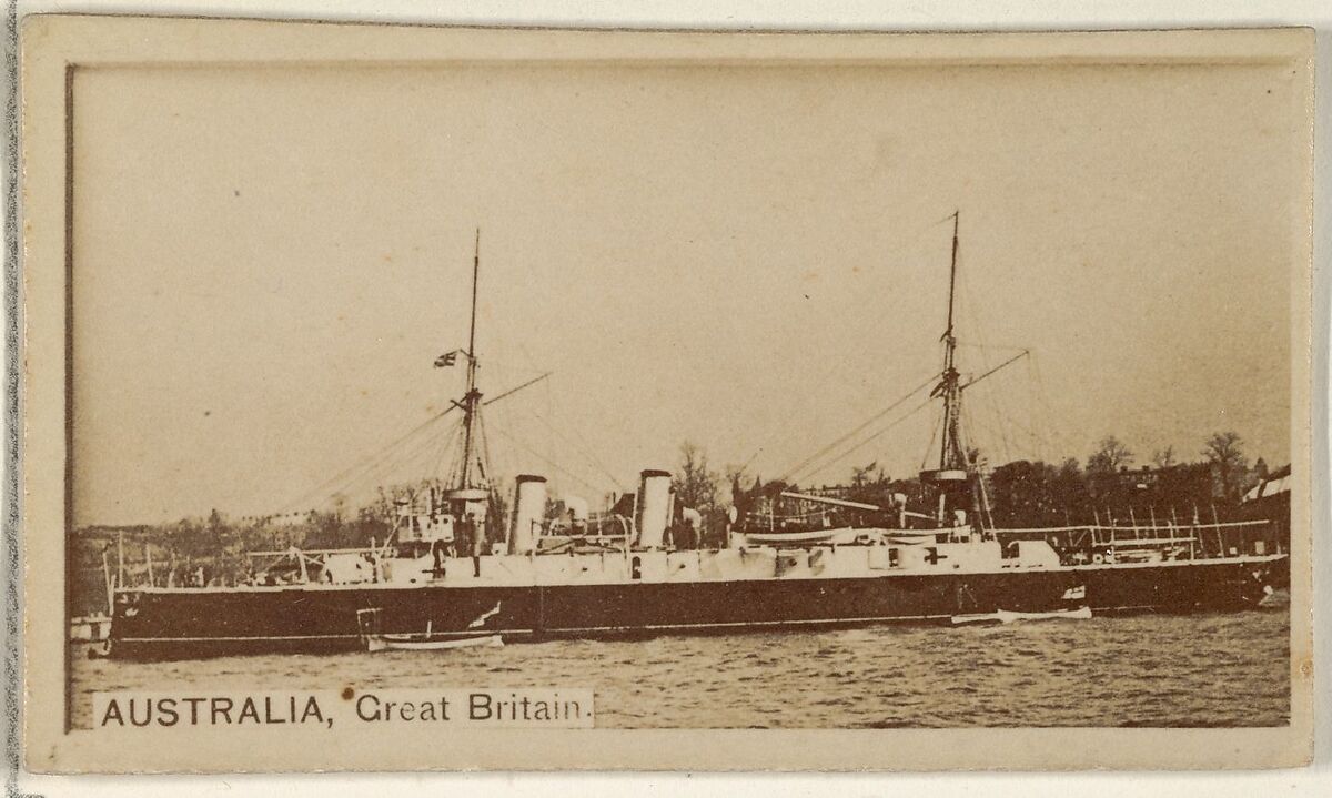 Australia, Great Britain, from the Famous Ships series (N50) for Virginia Brights Cigarettes, Issued by Allen &amp; Ginter (American, Richmond, Virginia), Albumen photograph 