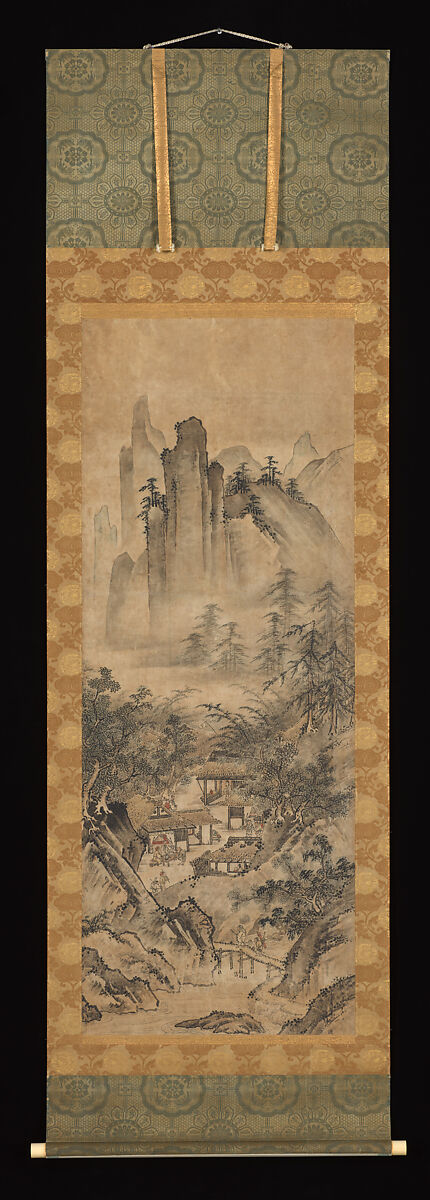 Eight Views of the Xiao and Xiang Rivers, One of a triptych of hanging scrolls; ink and color on paper, Japan