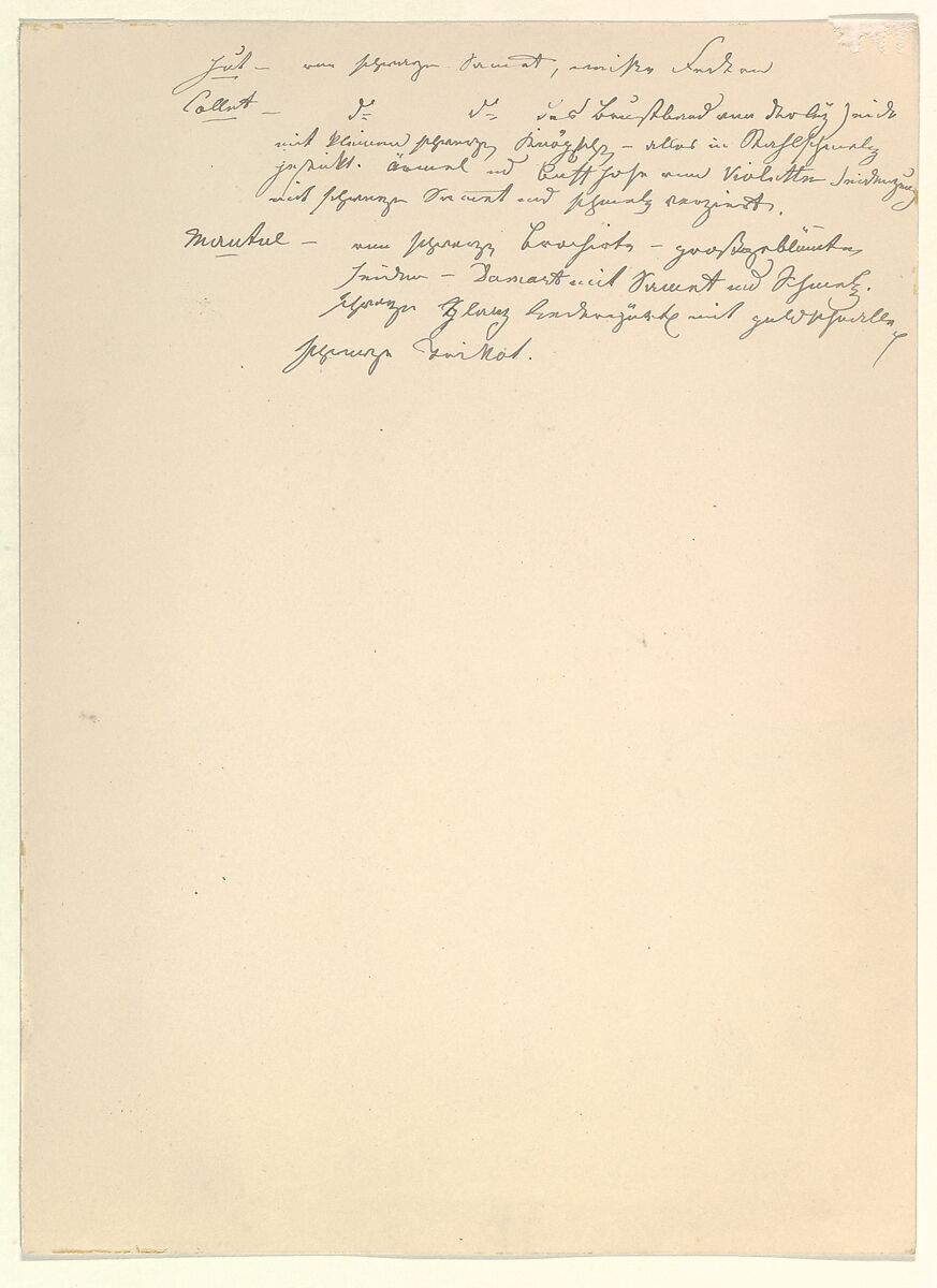 Costume Study for Belmonte in the "Abduction from the Seraglio" by W.A. Mozart, Johann Georg Christoph Fries (German, Nuremberg 1788–1857 Regensburg), Watercolor, over graphite, gum arabic