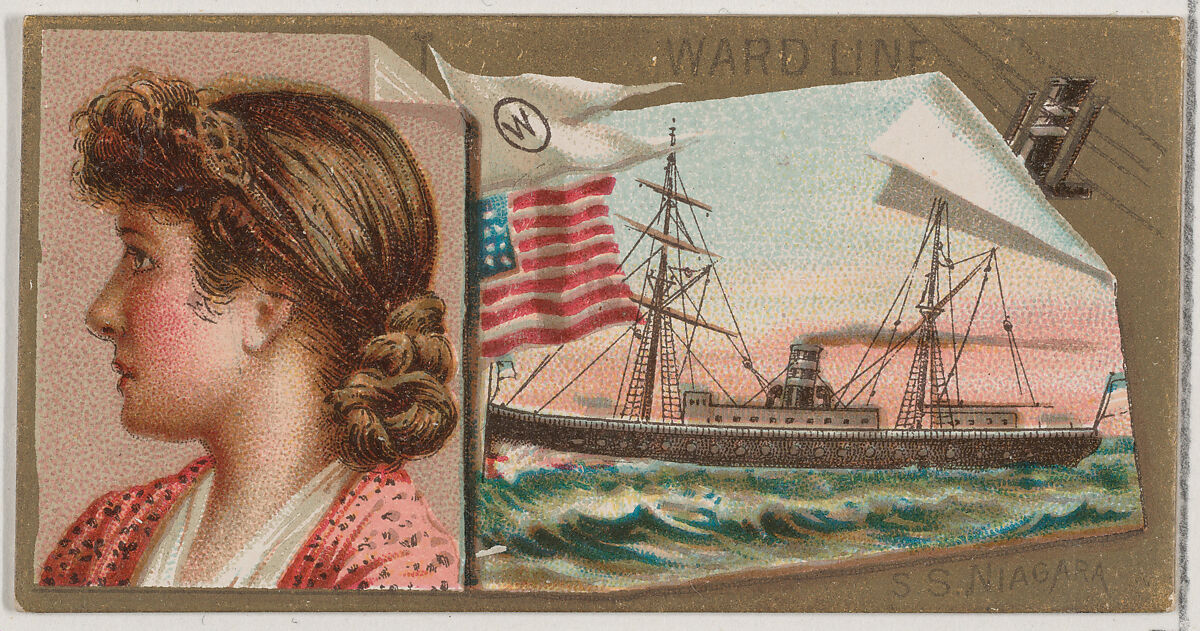 Steamship Niagara, Ward Line, from the Ocean and River Steamers series (N83) for Duke brand cigarettes, Issued by W. Duke, Sons &amp; Co. (New York and Durham, N.C.), Commercial color lithograph 