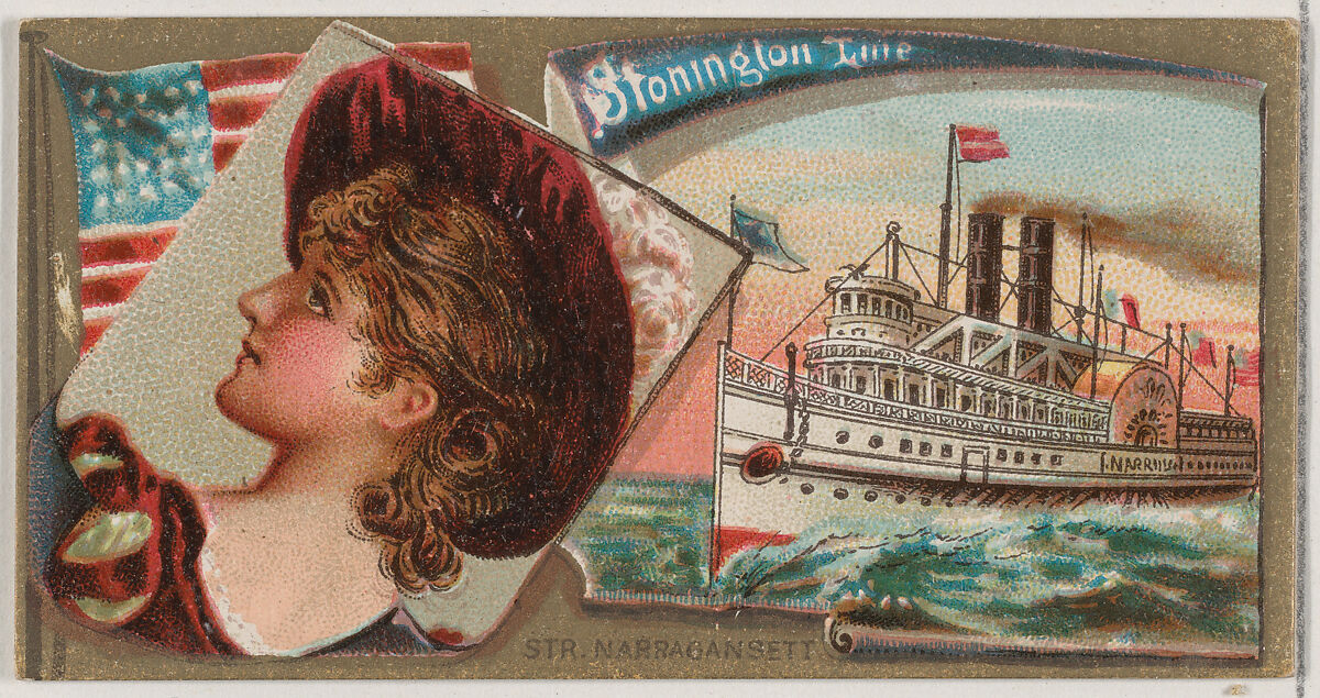 Steamship Narragansett, Stonington Line, from the Ocean and River Steamers series (N83) for Duke brand cigarettes, Issued by W. Duke, Sons &amp; Co. (New York and Durham, N.C.), Commercial color lithograph 