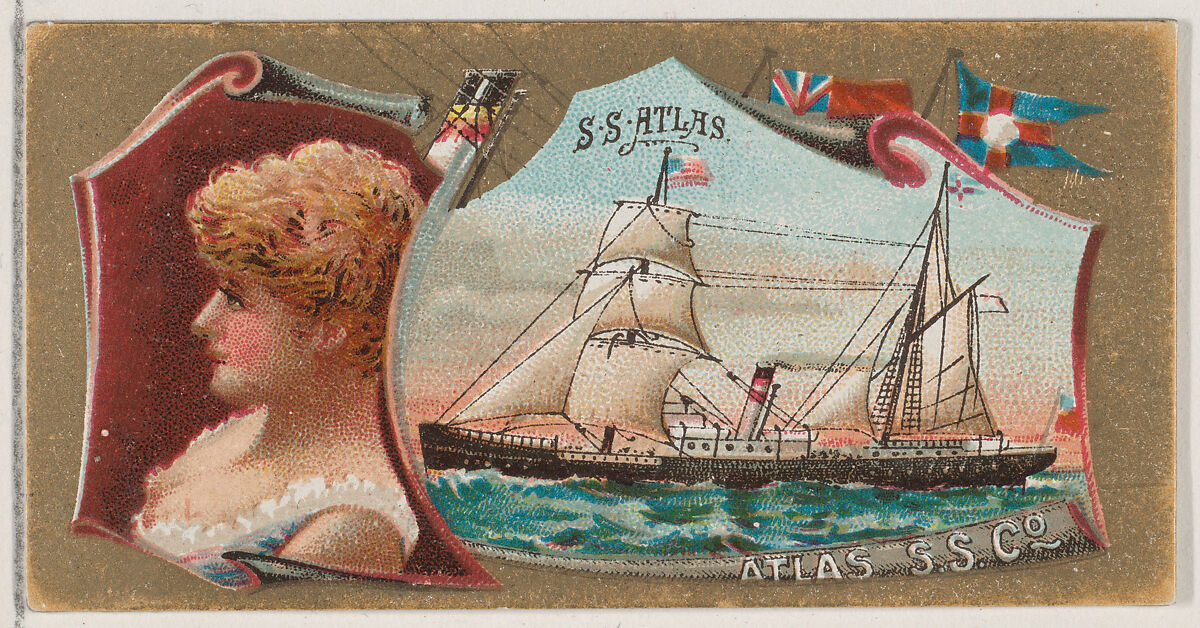 Steamship Atlas, Atlas Steamship Company, from the Ocean and River Steamers series (N83) for Duke brand cigarettes, Issued by W. Duke, Sons &amp; Co. (New York and Durham, N.C.), Commercial color lithograph 