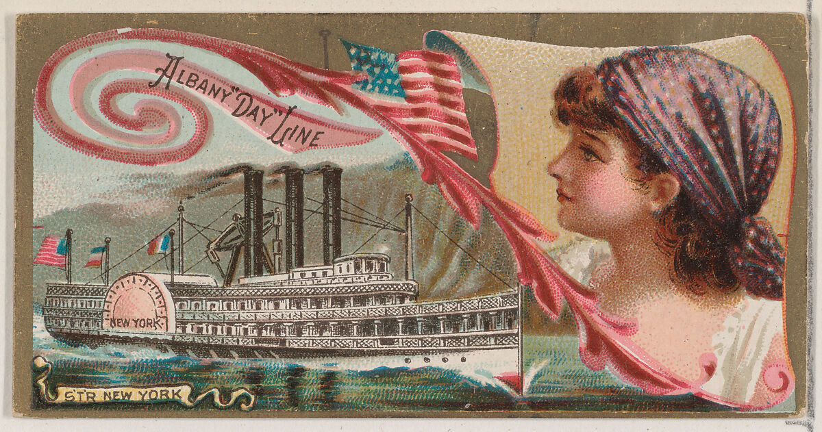 Steamship New York, Albany "Day" Line, from the Ocean and River Steamers series (N83) for Duke brand cigarettes, Issued by W. Duke, Sons &amp; Co. (New York and Durham, N.C.), Commercial color lithograph 