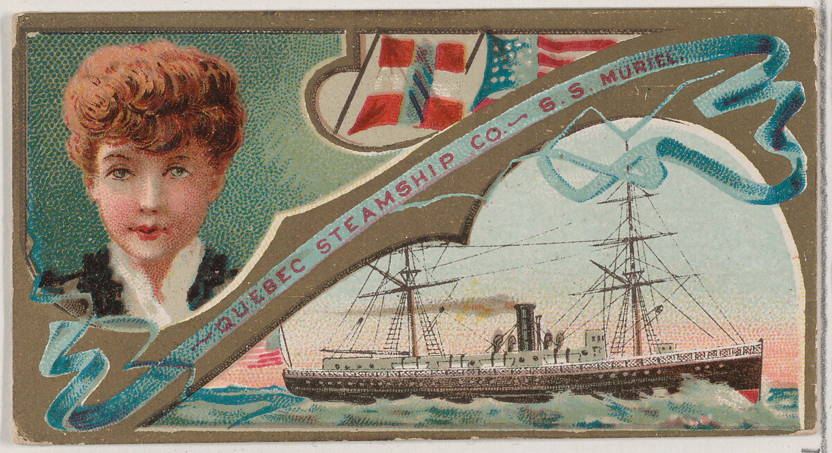 Steamship Muriel, Quebec Steamship Company, from the Ocean and River Steamers series (N83) for Duke brand cigarettes, Issued by W. Duke, Sons &amp; Co. (New York and Durham, N.C.), Commercial color lithograph 