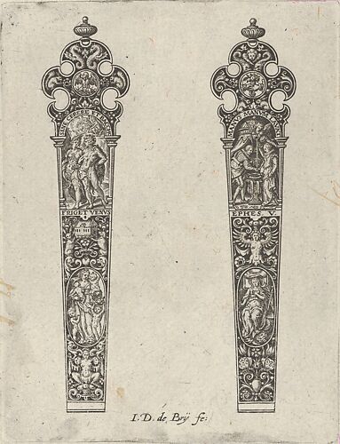 Design for Knife Handles with 'Sine Cerere et Baccho Friget Venus' and a Couple Shaking Hands