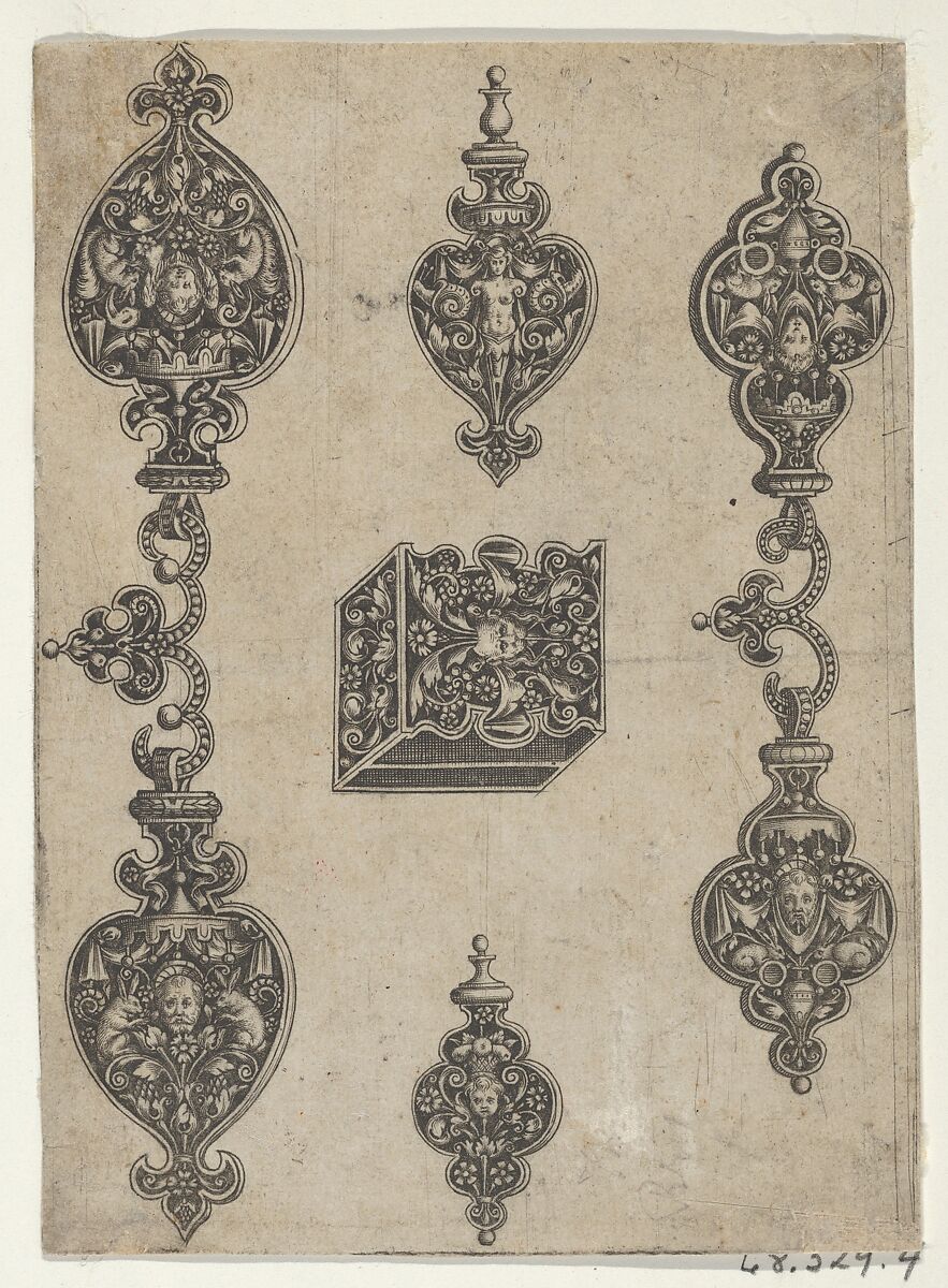 Blackwork Design for Broochs, Bracelets and Pendants, Theodor de Bry (Netherlandish, Liège 1528–1598 Frankfurt), Engraving and blackwork 