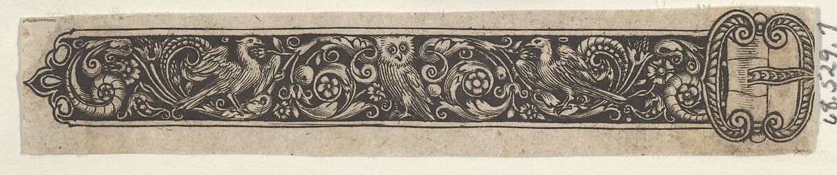 Reverse Copy of a Design for a Buckle with an Owl, after Theodor de Bry (Netherlandish, Liège 1528–1598 Frankfurt), Engraving and blackwork 