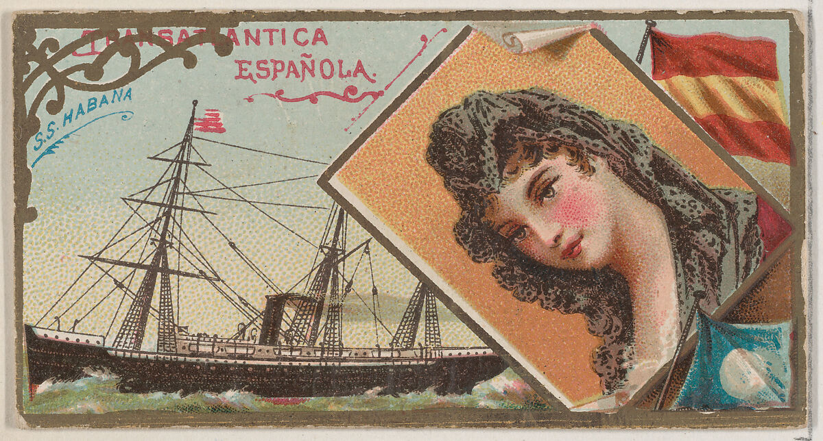 Steamship Habana, Transatlantica Espanola, from the Ocean and River Steamers series (N83) for Duke brand cigarettes, Issued by W. Duke, Sons &amp; Co. (New York and Durham, N.C.), Commercial color lithograph 