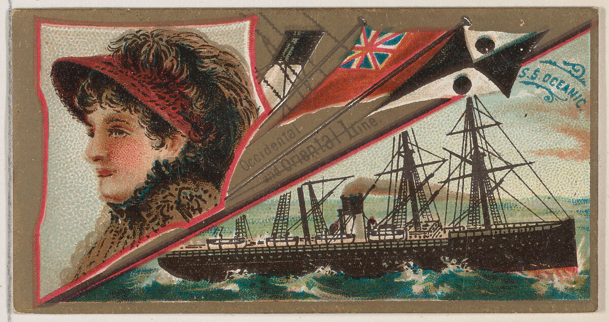 Steamship Oceanic, Occidental and Oriental Line, from the Ocean and River Steamers series (N83) for Duke brand cigarettes, Issued by W. Duke, Sons &amp; Co. (New York and Durham, N.C.), Commercial color lithograph 
