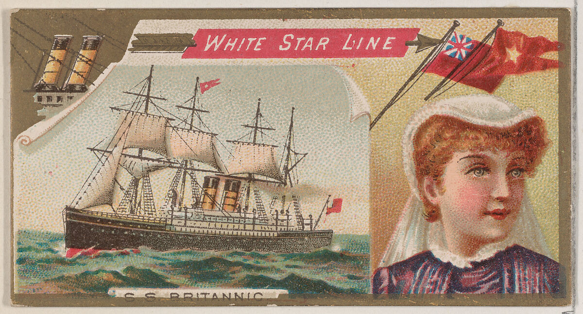 Steamship Britannic, White Star Line, from the Ocean and River Steamers series (N83) for Duke brand cigarettes, Issued by W. Duke, Sons &amp; Co. (New York and Durham, N.C.), Commercial color lithograph 