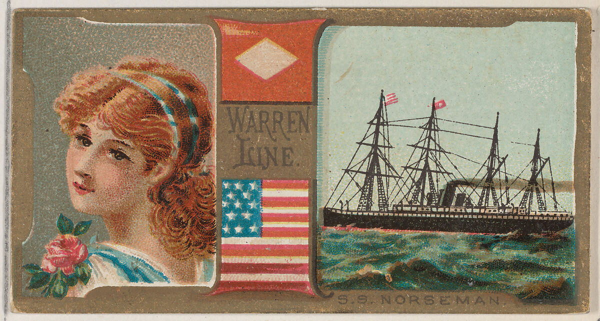 Steamship Norseman, Warren Line, from the Ocean and River Steamers series (N83) for Duke brand cigarettes, Issued by W. Duke, Sons &amp; Co. (New York and Durham, N.C.), Commercial color lithograph 