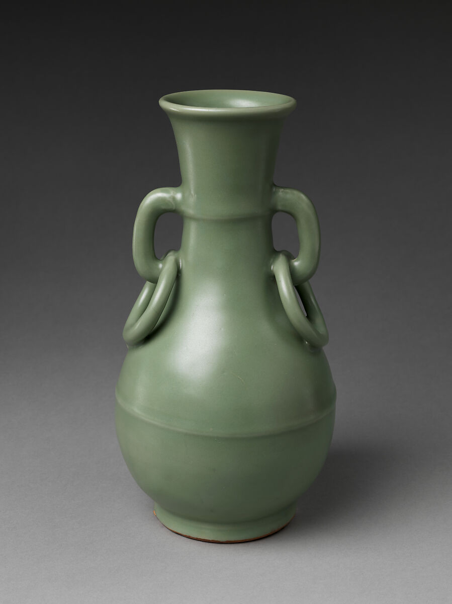 Vase in Shape of Ancient Bronze Vessel, Porcelain with celadon glaze (Longquan ware), China 