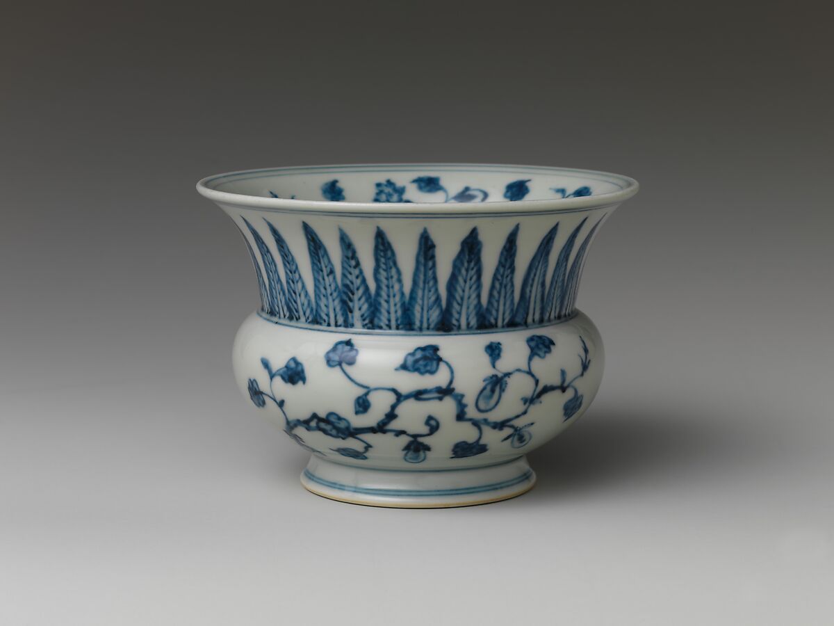 Jar with Scrolling Vine and Gourds, Porcelain painted with cobalt blue under transparent glaze (Jingdezhen ware), China