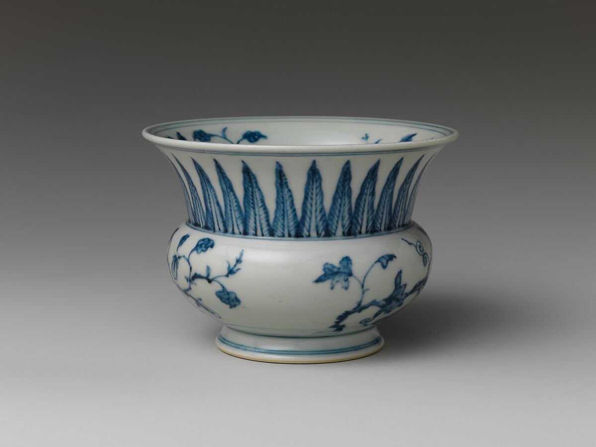 Jar with Scrolling Vine and Gourds, Porcelain painted with cobalt blue under transparent glaze (Jingdezhen ware), China