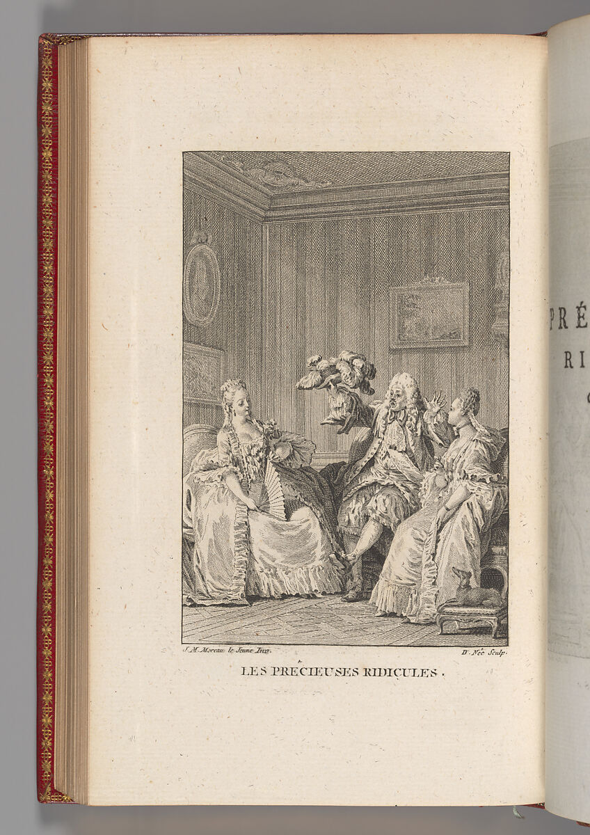 Volume I of Oeuvres de Molière, avec des remarques grammaticales, des Avertissimens et des Observations sur chaque Pièce par M. Bret. A Paris, Par la Compagnie des libraires associés. M.D.CC.LXXIII., Jean Michel Moreau le Jeune (French, Paris 1741–1814 Paris), Etching and engraving 