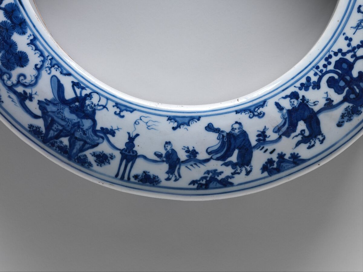 Box with Daoist Immortals, Porcelain painted with cobalt blue under transparent glaze (Jingdezhen ware), China