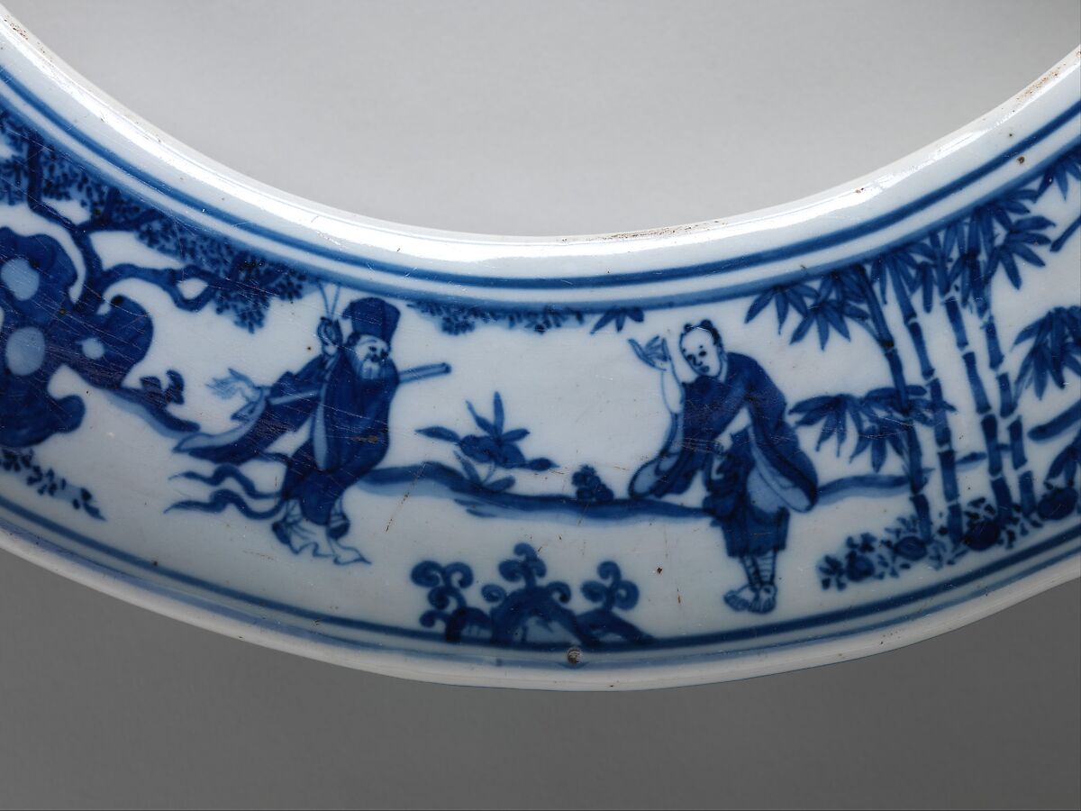 Box with Daoist Immortals, Porcelain painted with cobalt blue under transparent glaze (Jingdezhen ware), China