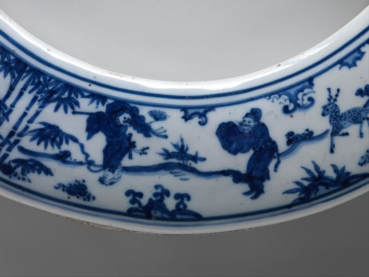 Box with Daoist Immortals, Porcelain painted with cobalt blue under transparent glaze (Jingdezhen ware), China
