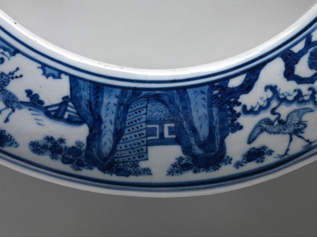 Box with Daoist Immortals, Porcelain painted with cobalt blue under transparent glaze (Jingdezhen ware), China
