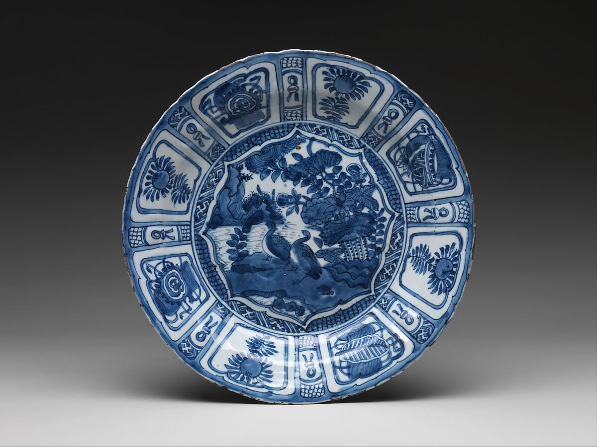 Plate with Geese in a Lotus Pond, Porcelain painted with cobalt blue under transparent glaze (Jingdezhen ware), China