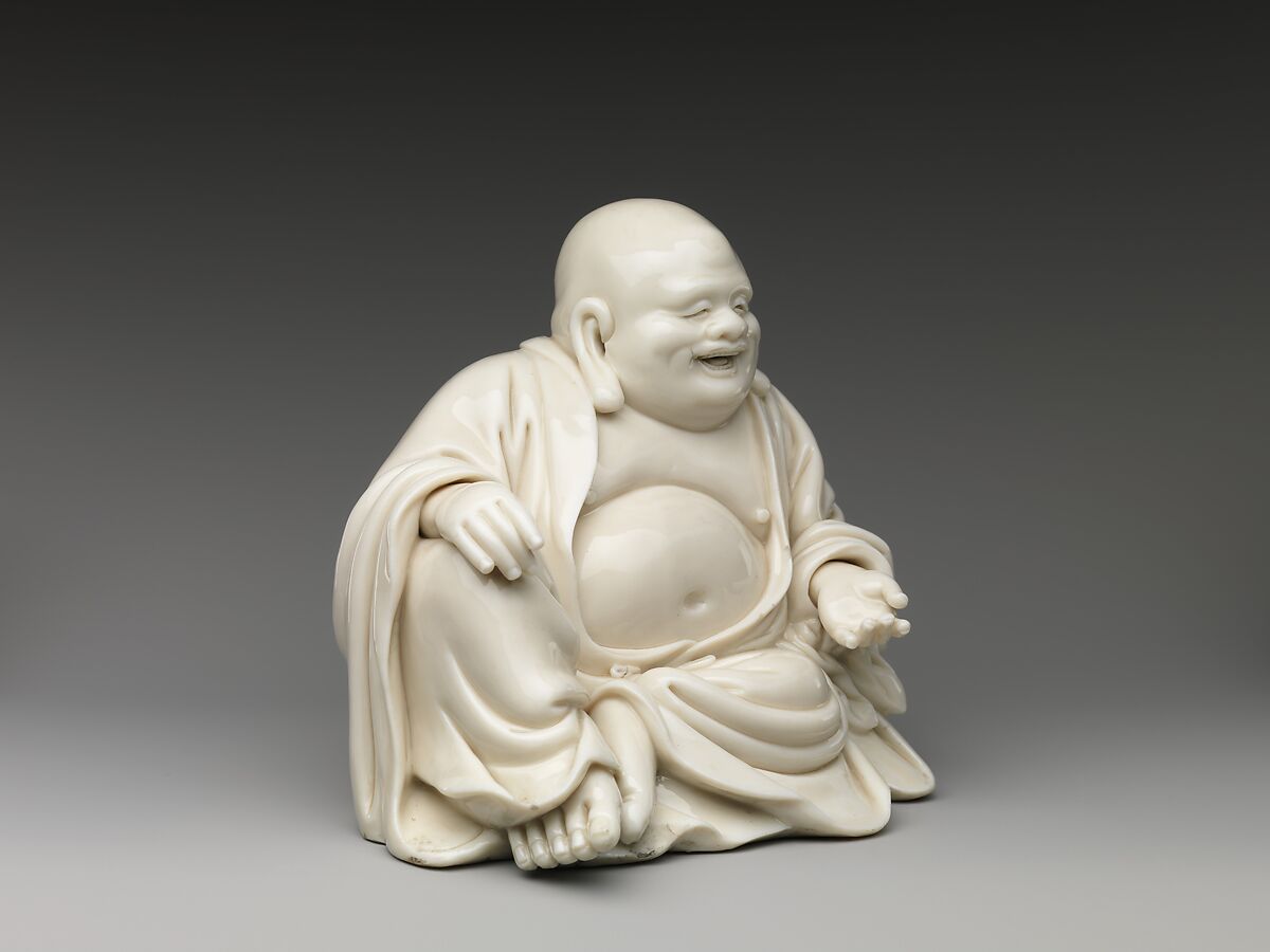 Buddhist monk Budai, Porcelain with ivory glaze (Dehua ware), China