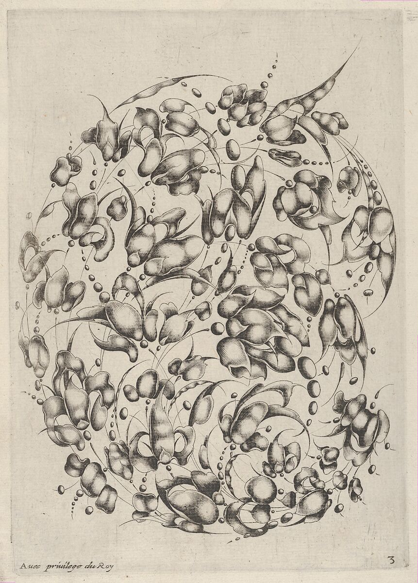 Goldsmiths' Bouquet, from Livre de Toutes Sorte de Feuilles Pour Servir a l'Art d'Orfeburie, Jacques Caillard (French, 17th century), Engraving 