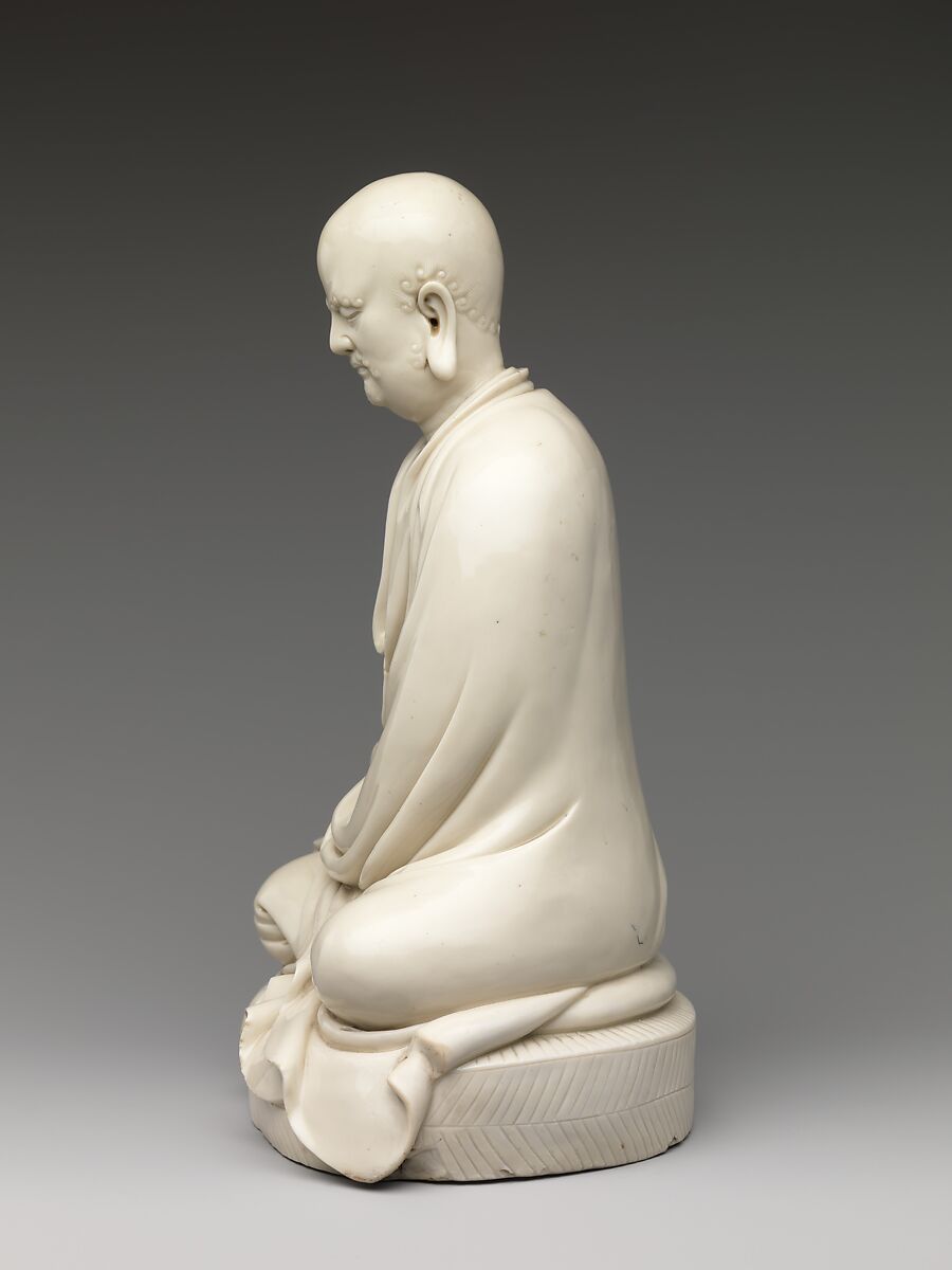 Bodhidharma in meditation, White porcelain with transparent glaze (Dehua ware), China