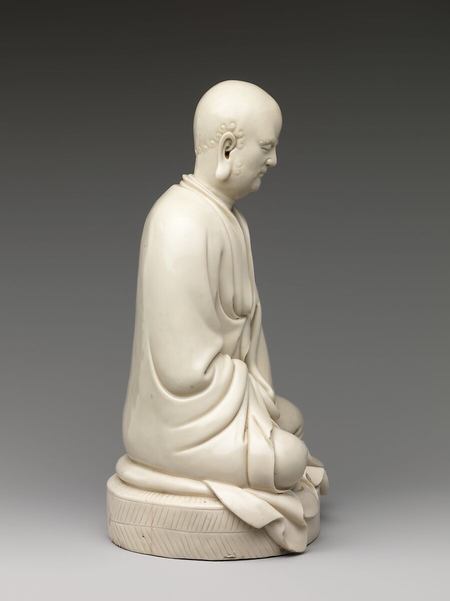 Bodhidharma in meditation, White porcelain with transparent glaze (Dehua ware), China