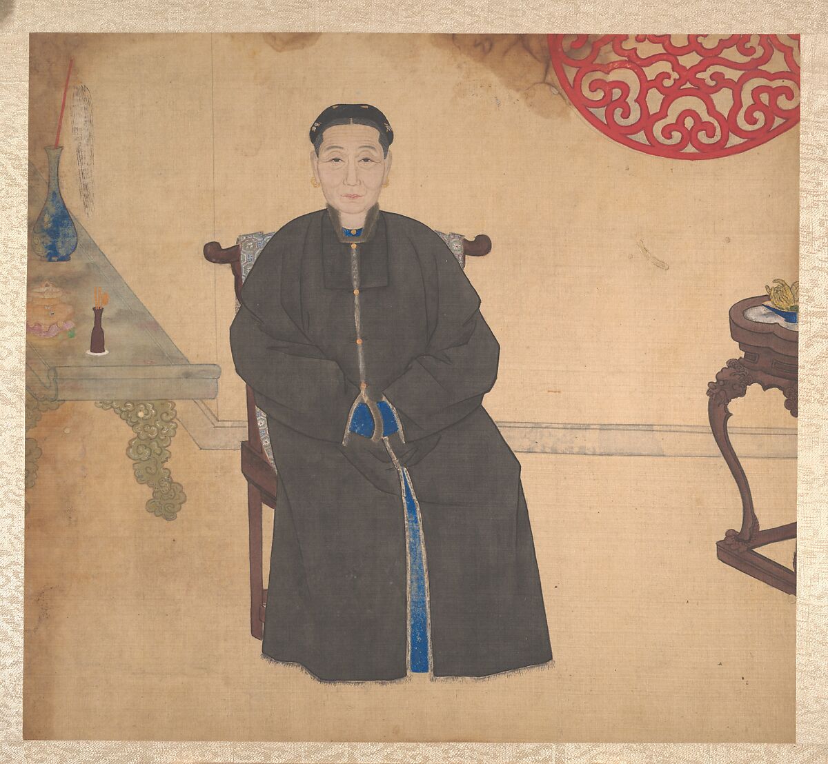Portraits of members of a family, Unidentified artist, Album of nineteen leaves; ink and color on silk, China