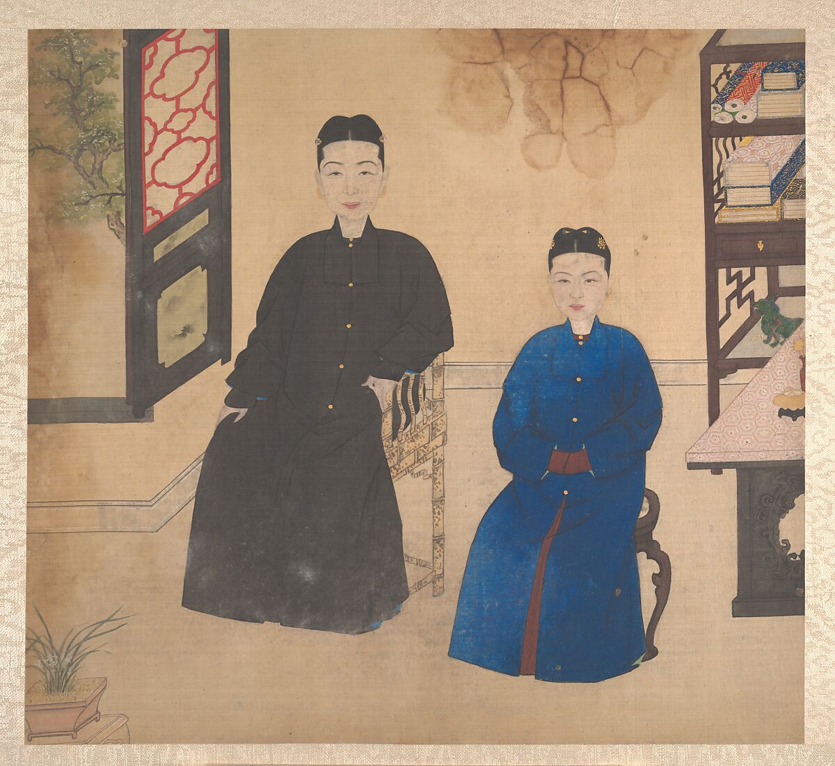 Portraits of members of a family, Unidentified artist, Album of nineteen leaves; ink and color on silk, China
