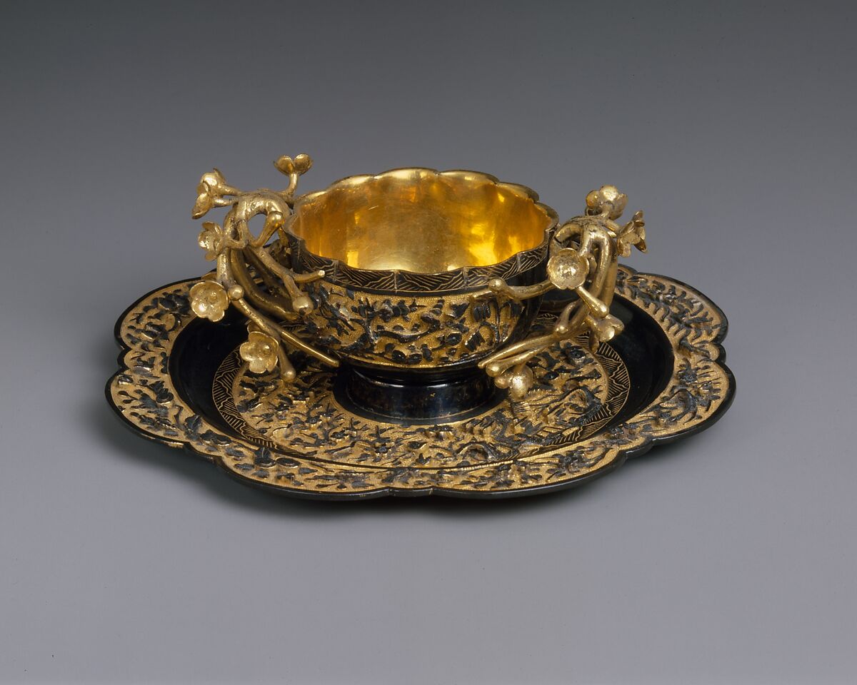 Tea Cup and Saucer, Shakudo (copper alloy) and gold, Japan 