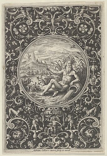 Neptune in a Decorative Frame with Grotesques, from the Judgment of Paris