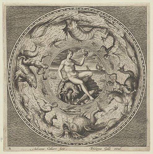 Design for a Plate with Thetis on a Shell in a Medallion Bordered by Sea Monsters