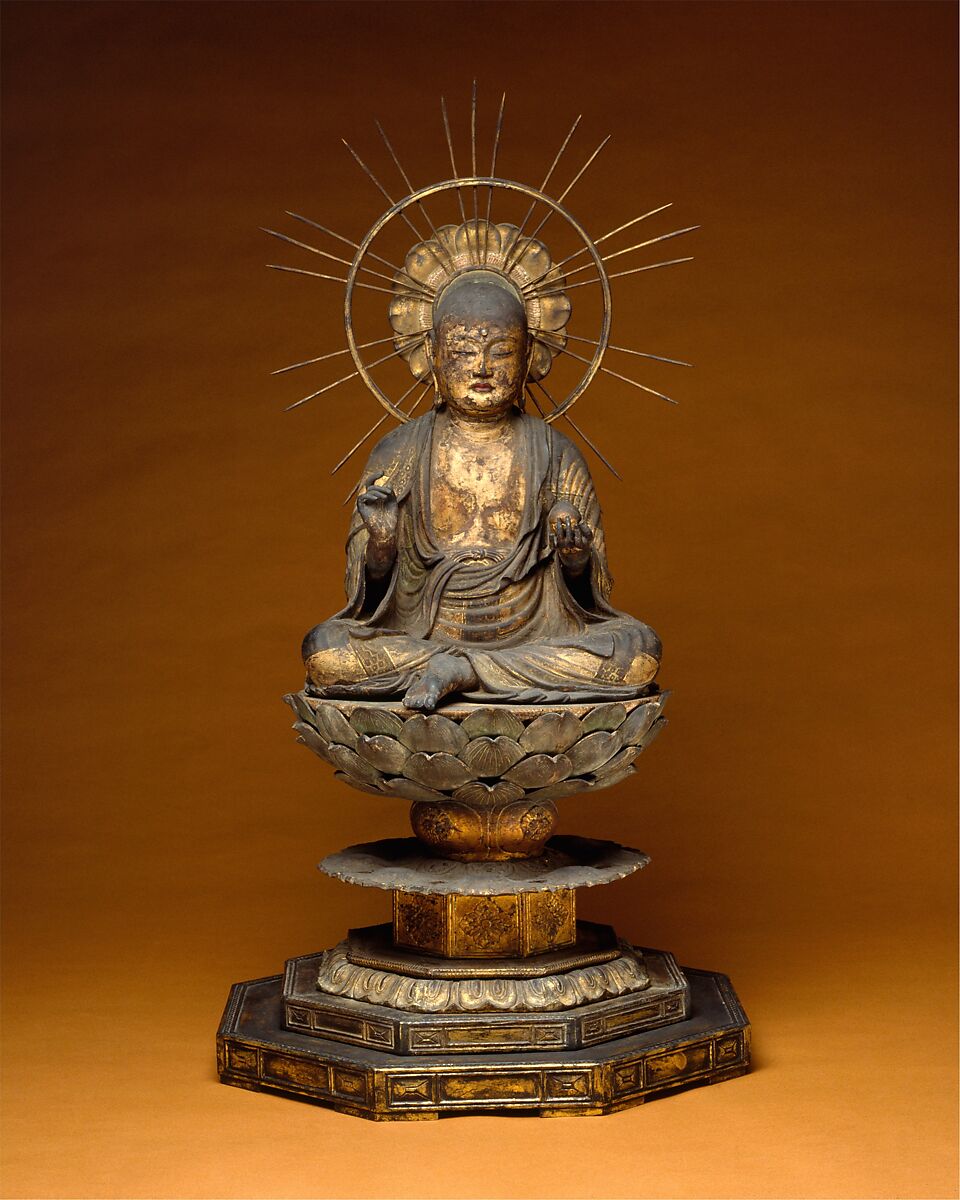 Jizō, Bodhisattva of the Earth Store (Kshitigarbha), Wood with lacquer, pigment, and cut gold, Japan 