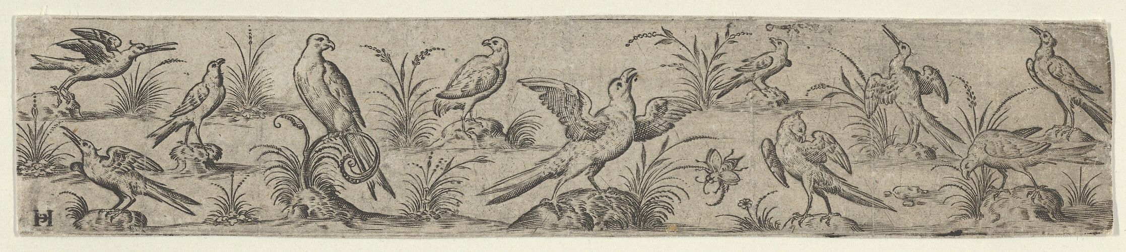 Frieze with Eleven Birds and an Insect