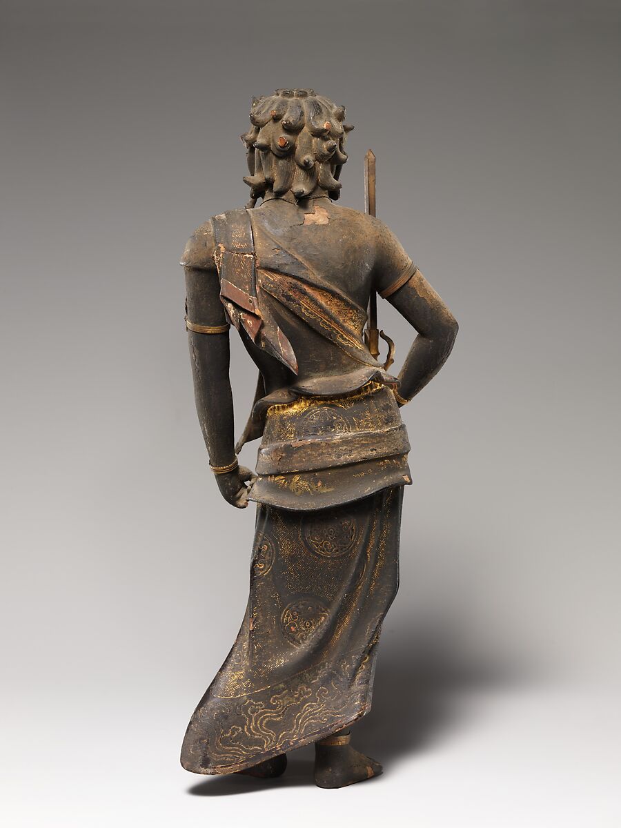 Fudō Myōō (Achala Vidyaraja), Painted and lacquered wood, with cut gold leaf (kirikane); joined-block construction (yosegi-zukuri), Japan