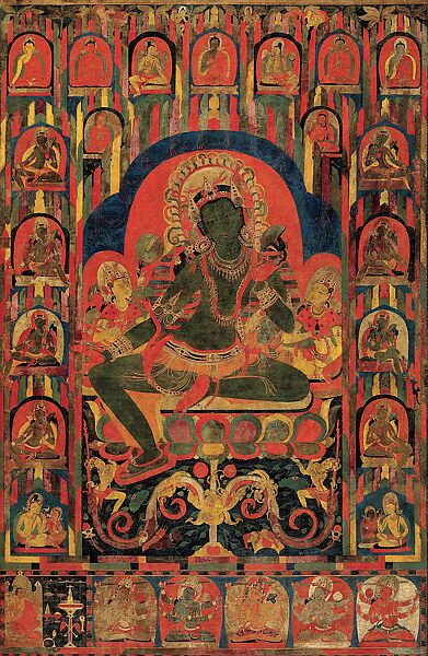 Ashtamahabhaya Tara, Savior from the Eight Perils, Mineral and organic pigments on cloth, Tibet, Reting monastery